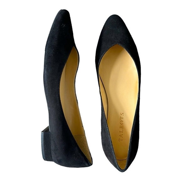 NWOT Talbots Black Suede Leather Flats | Pointed Toe | Size 7 - Picture 1 of 11